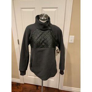 Abercrombie & Fitch Asymmetrical Button Black Fleece W/ Quilted Front, Size M